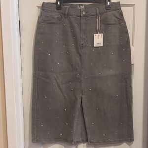 a.n.a Gray Studded Pencil Skirt